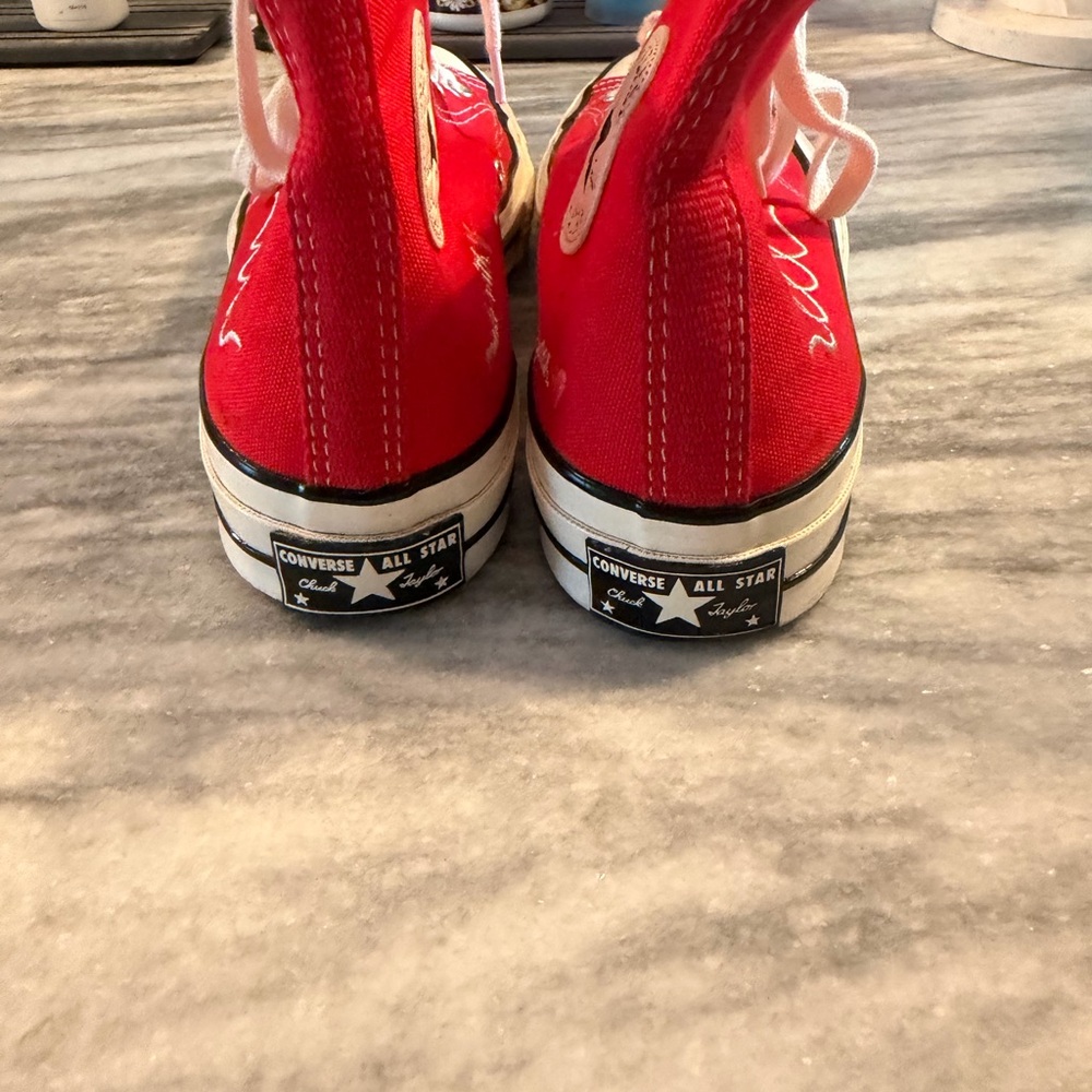 Converse Red and White High Top Canvas Sneakers - Picture 2 of 9
